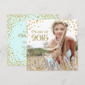 Aankondiging gouden Confetti Afstuderen (Voorkant / Achterkant)