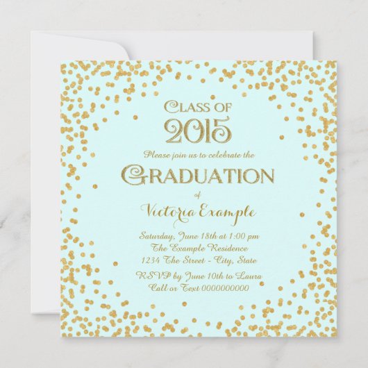 Aankondiging gouden Confetti Afstuderen (Achterkant)