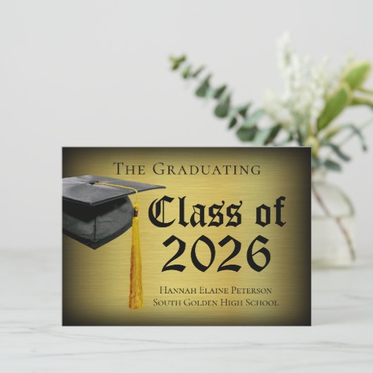 Aankondiging gouden Pet/Tassel-Afstuderen (Staand voorkant)