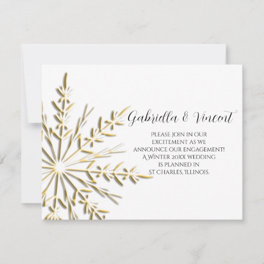 Aankondiging gouden sneeuwvlokken WinterVerloving (Voorkant)