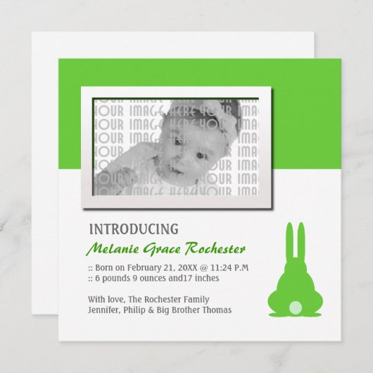 Aankondiging Green Bunny Birth (Voorkant / Achterkant)