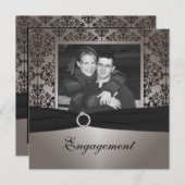 Aankondiging grijs en zwart Verloving (Voorkant / Achterkant)