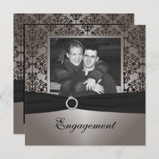 Aankondiging grijs en zwart Verloving (Voorkant / Achterkant)