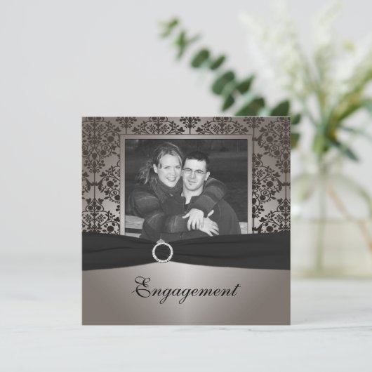 Aankondiging grijs en zwart Verloving (Staand voorkant)