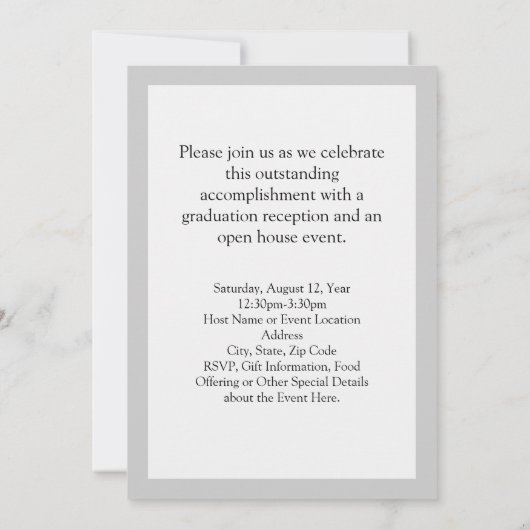 Aankondiging grijs/wit modern Afstuderen (Achterkant)