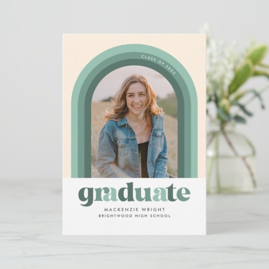 Aankondiging Groen Afstuderen Retro Arch (Staand voorkant)