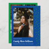 Aankondiging groen blauw Confetti Afstuderen (Voorkant / Achterkant)