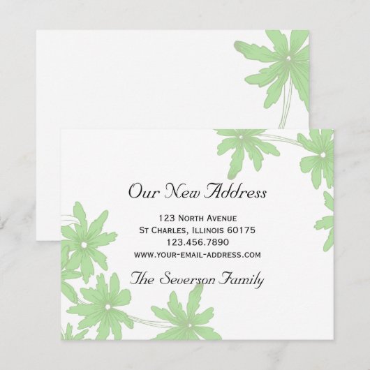 Aankondiging groen dagboek nieuw adres (Voorkant / Achterkant)