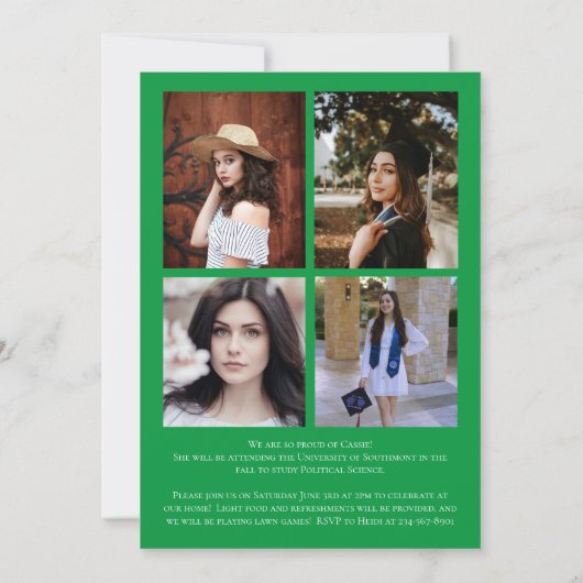 Aankondiging groen Oranje Confetti Afstuderen (Achterkant)