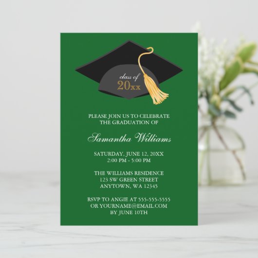 Aankondiging groen Pet en Afstuderen Tassel (Staand voorkant)