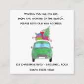 Aankondiging groene auto met kerstcadeau (Achterkant)