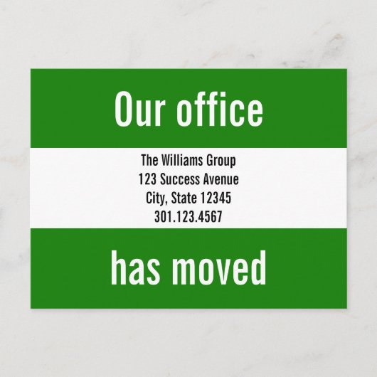 Aankondiging groene en witte Kantoor beweging (Voorkant)