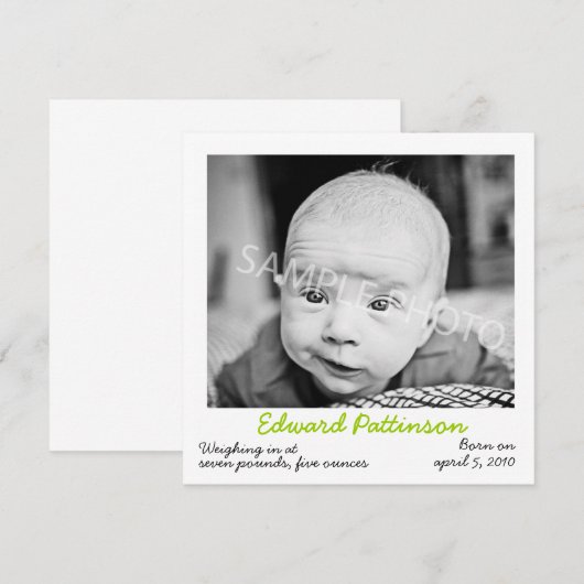 Aankondiging groene geboorte (Voorkant / Achterkant)