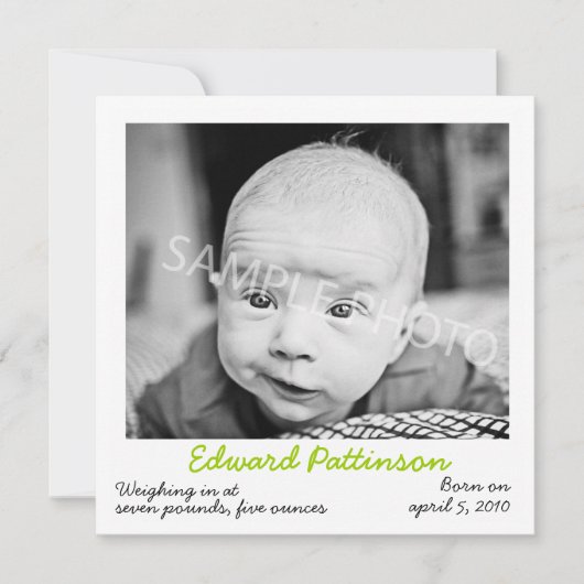 Aankondiging groene geboorte (Voorkant)