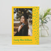 Aankondiging groene goudConfetti Afstuderen (Staand voorkant)