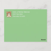 Aankondiging groene Teddy Bear Birth Briefkaart (Achterkant)