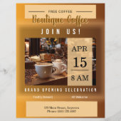 Aankondiging grote opening koffiezaak flyer (Achterkant)