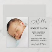 Aankondiging Hallo Baby Fotoscript geboortedatum (Voorkant / Achterkant)