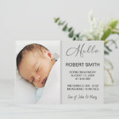 Aankondiging Hallo Baby Fotoscript geboortedatum (Staand voorkant)