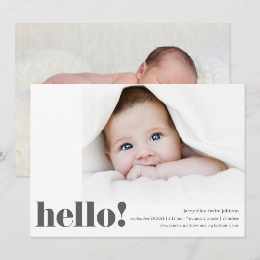 Aankondiging Hallo foto's Modern Bold (Voorkant / Achterkant)