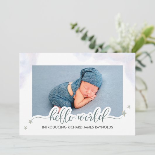 Aankondiging Hallo Wereldbabyjongen (Staand voorkant)