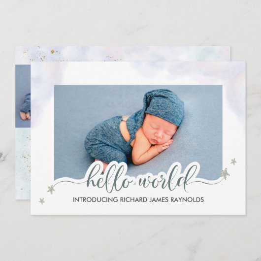 Aankondiging Hallo Wereldbabyjongen (Voorkant / Achterkant)