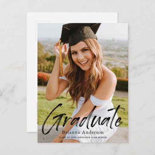 Aankondiging handgeschreven Afstuderen foto script (Voorkant / Achterkant)