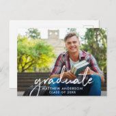 Aankondiging handgeschreven Afstuderen foto script Briefkaart (Voorkant / Achterkant)