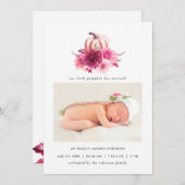 Aankondiging Herfst Birth Burgundy and Pink Autumn (Voorkant / Achterkant)