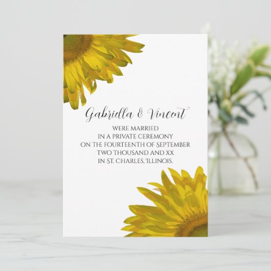 Aankondiging homozonnebloem-huwelijk (Staand voorkant)