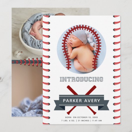 Aankondiging honkbal geboorte (Voorkant / Achterkant)