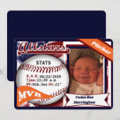 Aankondiging honkbal geboorte (Voorkant / Achterkant)