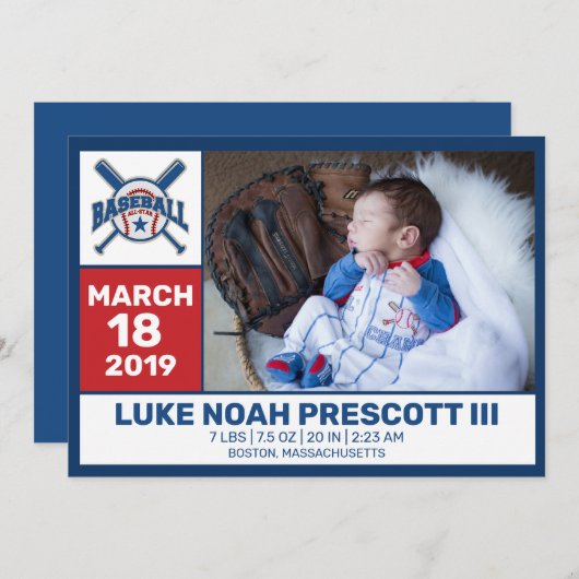 Aankondiging honkbal geboorte foto (Voorkant / Achterkant)