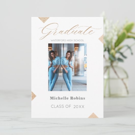 Aankondiging hoog Afstudeerder Trendy Script High  (Staand voorkant)