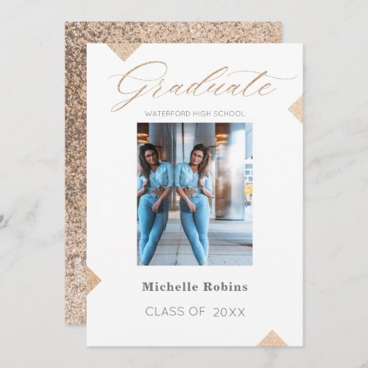 Aankondiging hoog Afstudeerder Trendy Script High  (Voorkant / Achterkant)