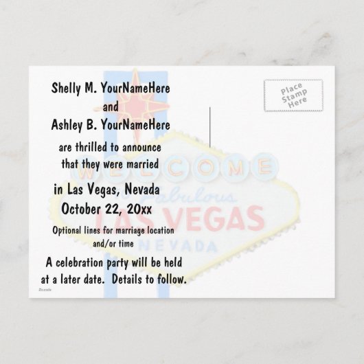 Aankondiging huwelijk Las Vegas (Achterkant)
