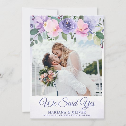 Aankondiging huwelijk Modern roze Floral (Voorkant)