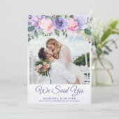 Aankondiging huwelijk Modern roze Floral (Staand voorkant)