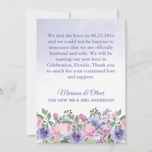 Aankondiging huwelijk Modern roze Floral (Achterkant)