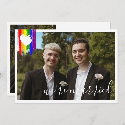 Aankondiging huwelijk Rainbow Pride Heart Gay (Voorkant / Achterkant)