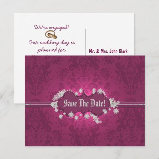 Aankondiging huwelijksdatum briefkaart (Voorkant / Achterkant)