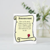 Aankondiging in perkamentrolstijl briefkaart (Staand voorkant)
