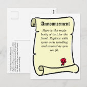Aankondiging in perkamentrolstijl briefkaart (Voorkant / Achterkant)