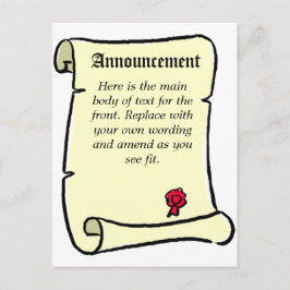 Aankondiging in perkamentrolstijl briefkaart