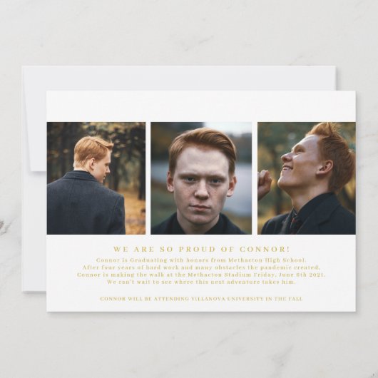 Aankondiging Inspirerend Gold Photo Afstuderen (Achterkant)