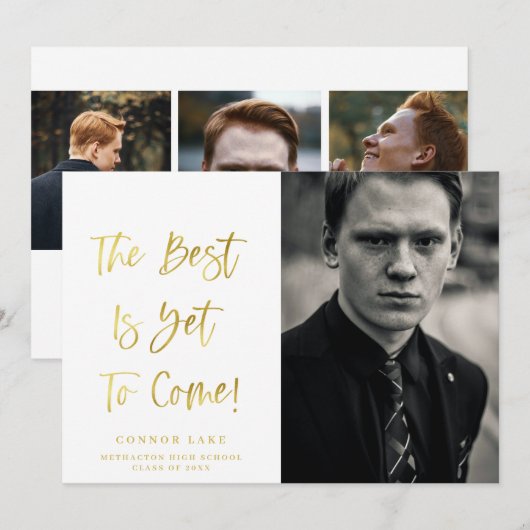 Aankondiging Inspirerend Gold Photo Afstuderen (Voorkant / Achterkant)