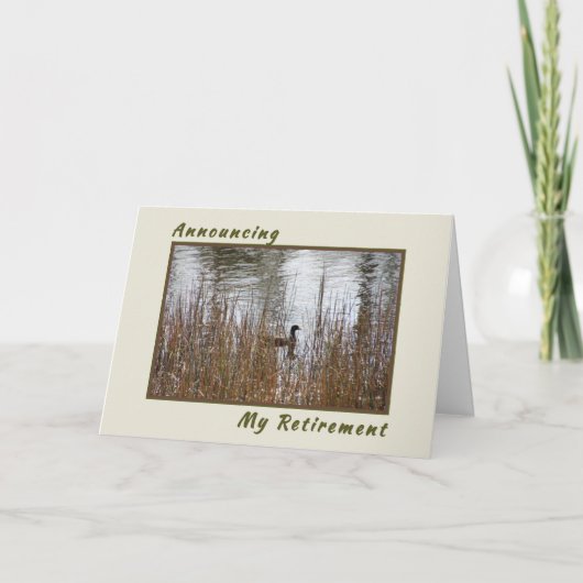 Aankondiging Kaart pensioen, Natuur Pond met Duck (Voorkant)