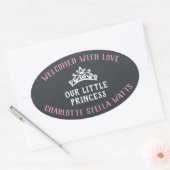 Aankondiging kleine prinses New Baby Girl Favor Ovale Sticker (Envelop)