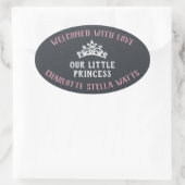 Aankondiging kleine prinses New Baby Girl Favor Ovale Sticker (Tas)