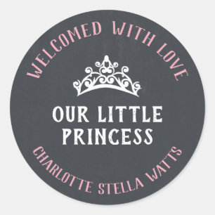 Aankondiging kleine prinses New Baby Girl Favor Ronde Sticker